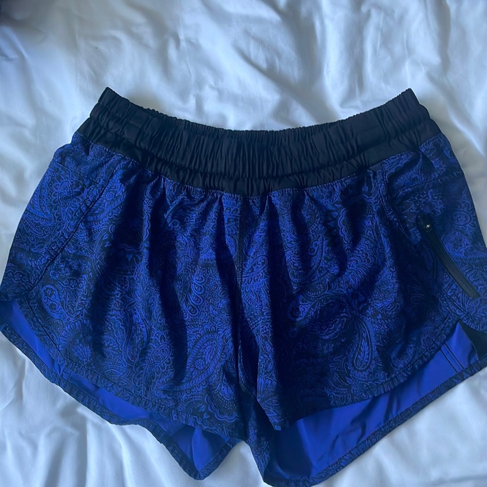 Blue and black lulu lemon shorts